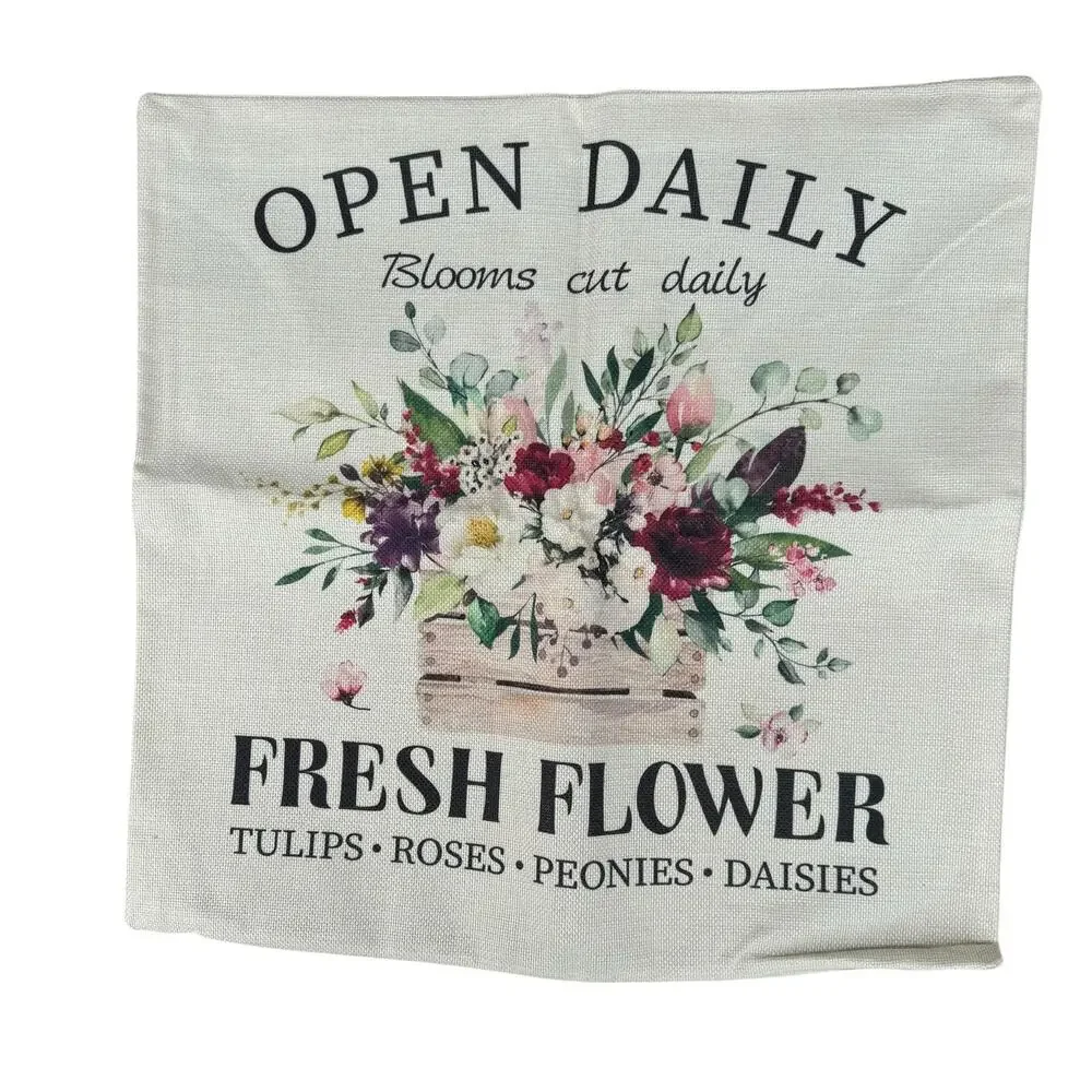New YGEOMER Set Of 4 Fresh Flower Spring Linen Throw Pillow Cover Case 18